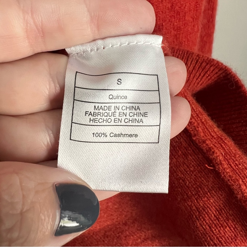 Quince Cashmere Autumn Fall Sweater Orange Pumpkin Crewneck - Picture 3 of 3